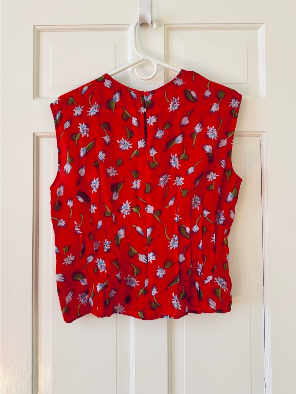 J Crew Red Floral Sleeveless Blouse